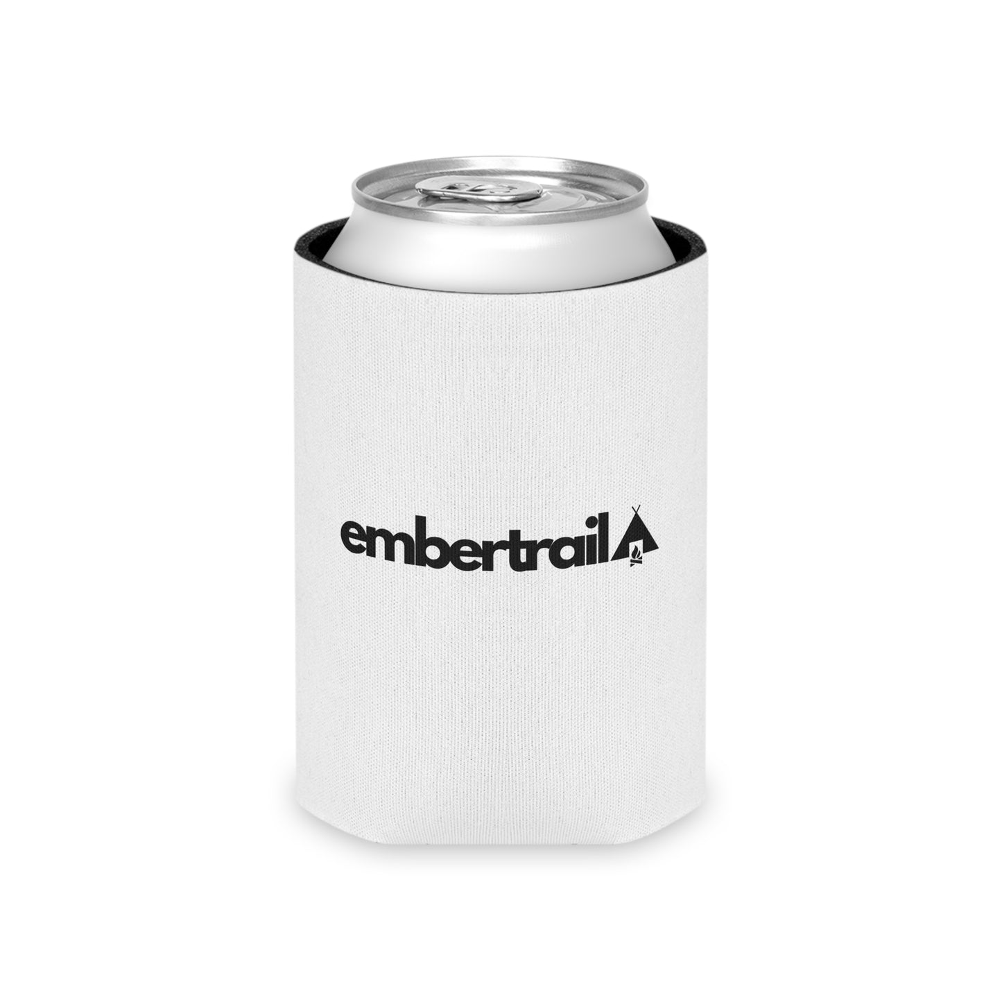 Embertrail Logo Can Cooler — Outdoor Camping Beer Koozie (Black)