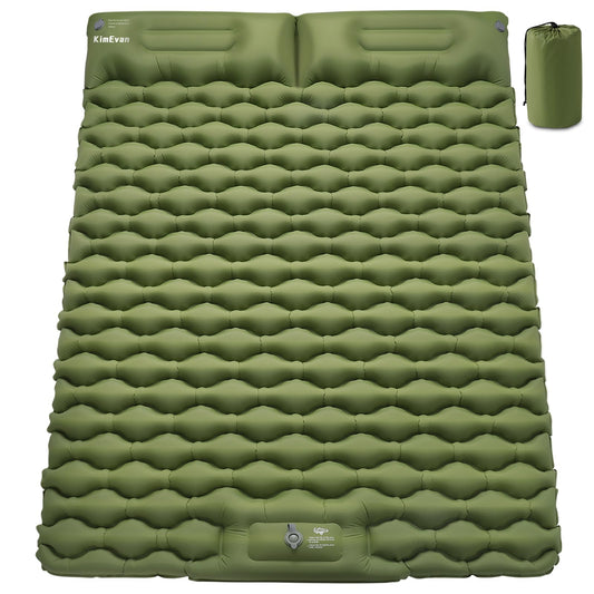 Double Inflatable Sleeping Pad | 3.15" Thick | Built-In Pump & Pillows | 2 Person