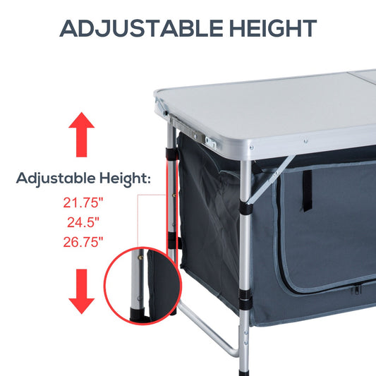 47" Aluminium Portable Camping Table and Storage Organizer