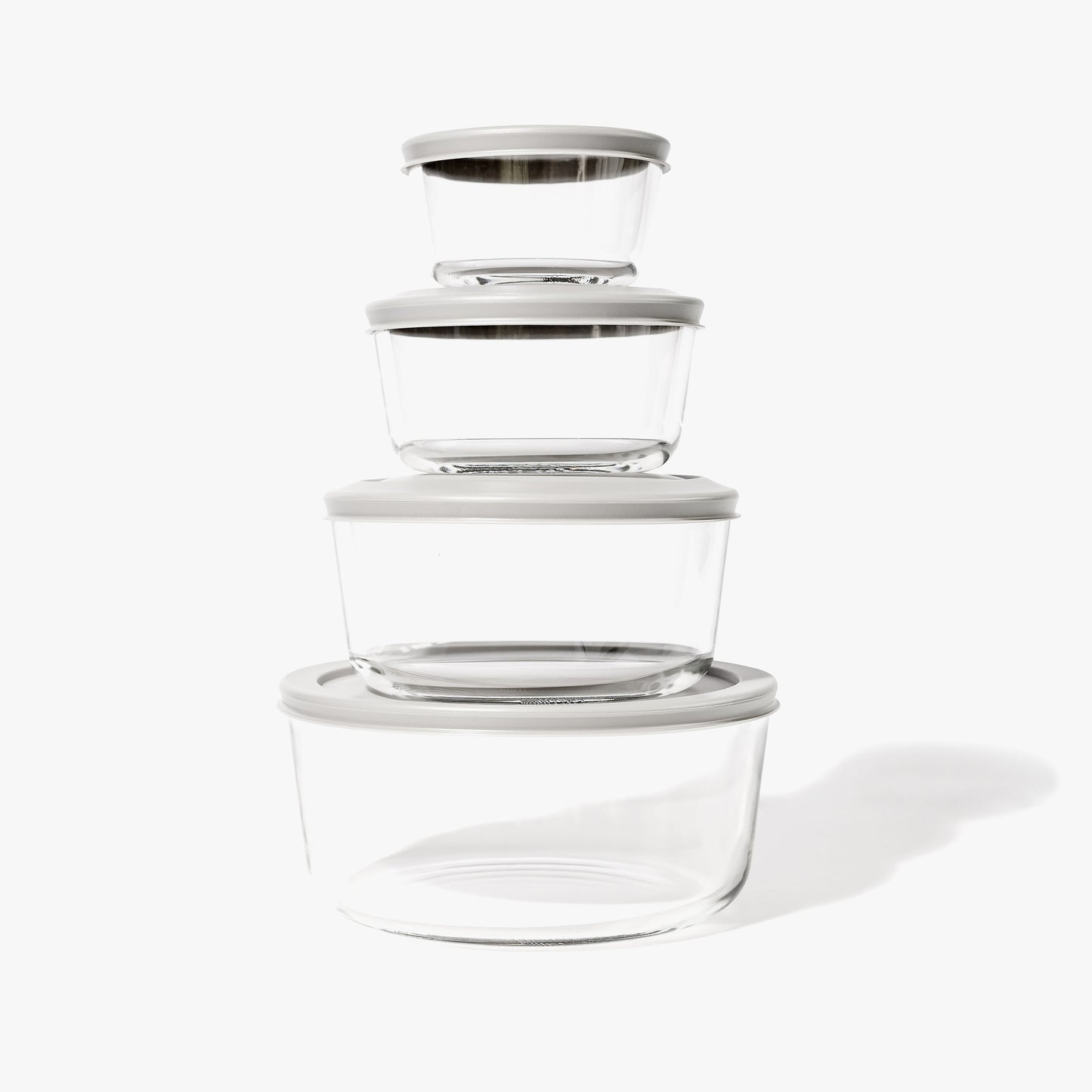 8 Piece Set (4 Containers + 4 Lids) Round Nesting Glass Storage Containers, Blue-0