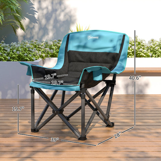 Folding Camping Chair with Side Pockets, Cup Holders and Carry Bag