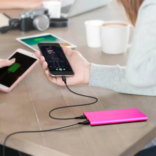 Ultra-Slim 20000mAh Power Bank with Dual USB & LED Flashlight – Travel & Camping Charger