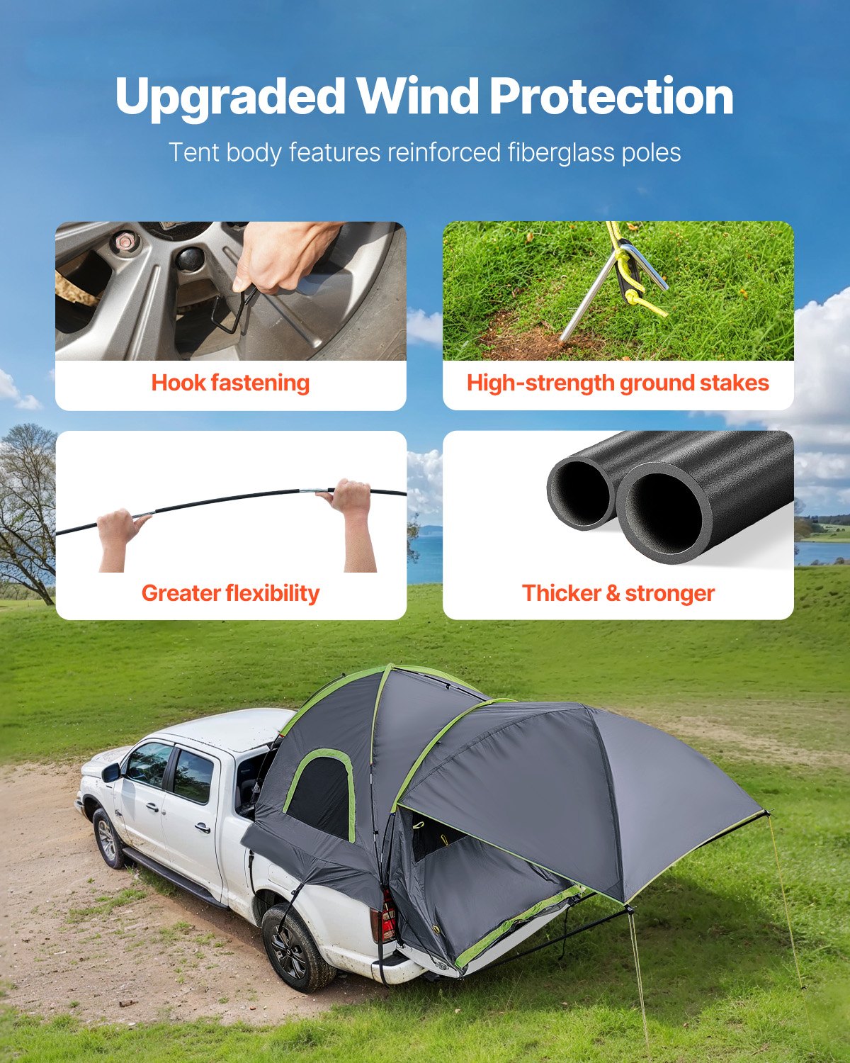Pickup Truck Bed Tent with Extendable Awning | PU2000 Waterproof | Fits 8.0–8.2ft Beds