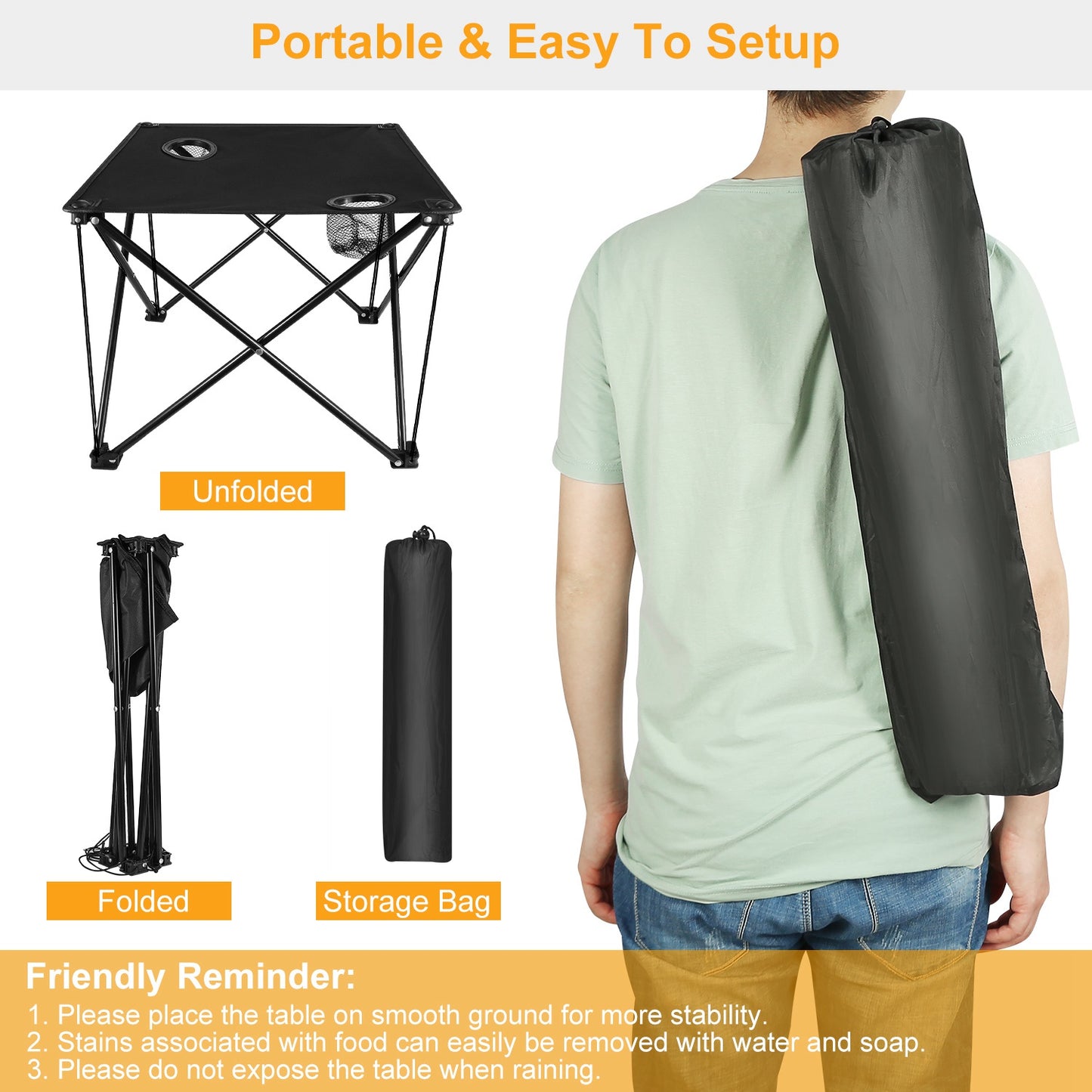 Foldable Camping and Picnic Table with Carrying Bag