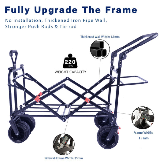 140L Collapsible Wagon with Canopy & Cooler Bag - Gray