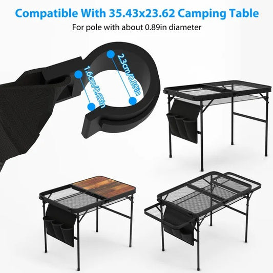 Under-Table Hanging Storage Net for Camping Tables – with 3 Side Pockets