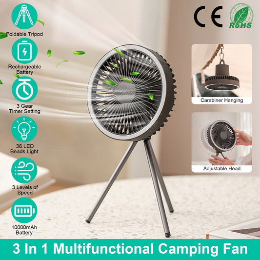 3-in-1 Camping Fan, Lantern & Power Bank