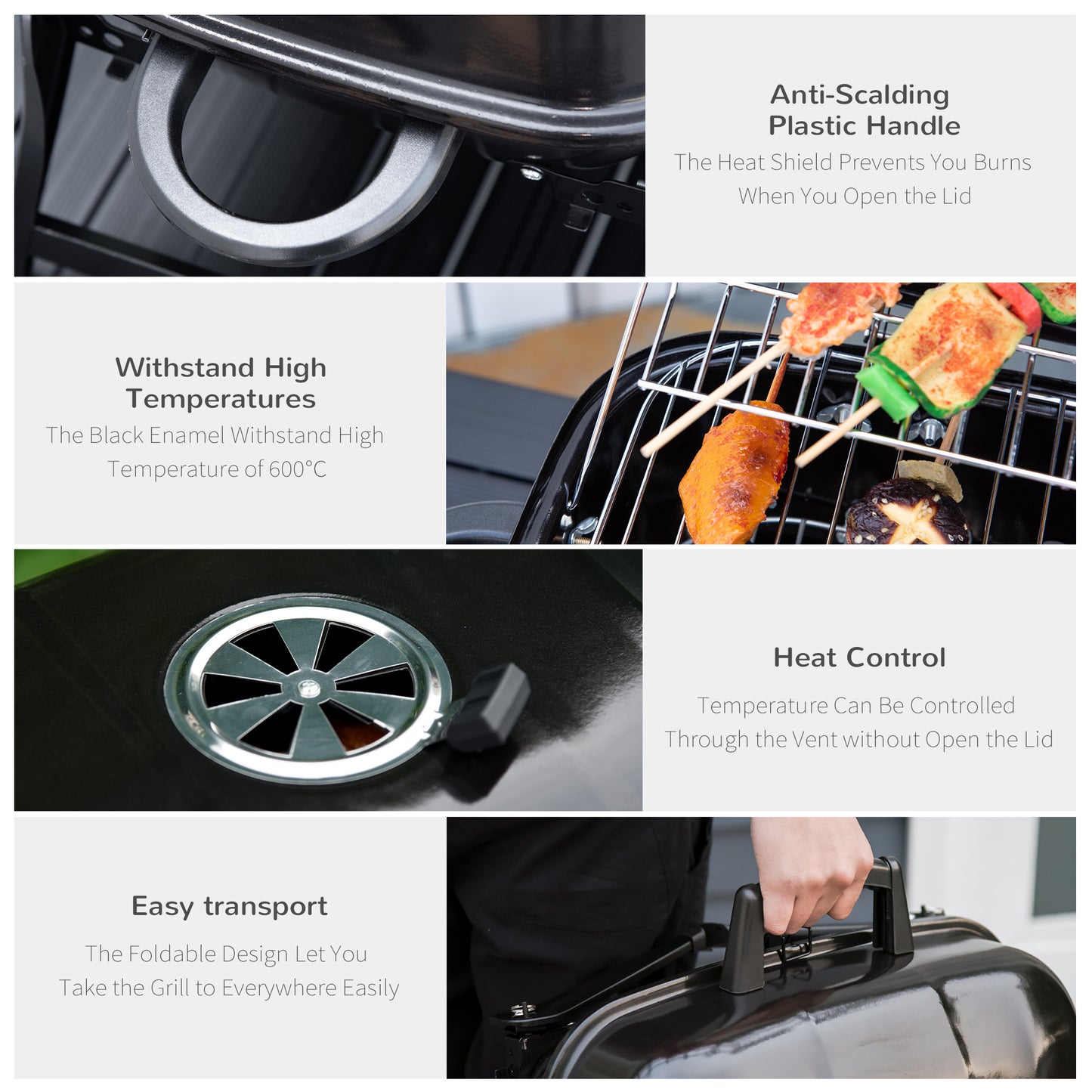 14" Portable Charcoal BBQ & Grill