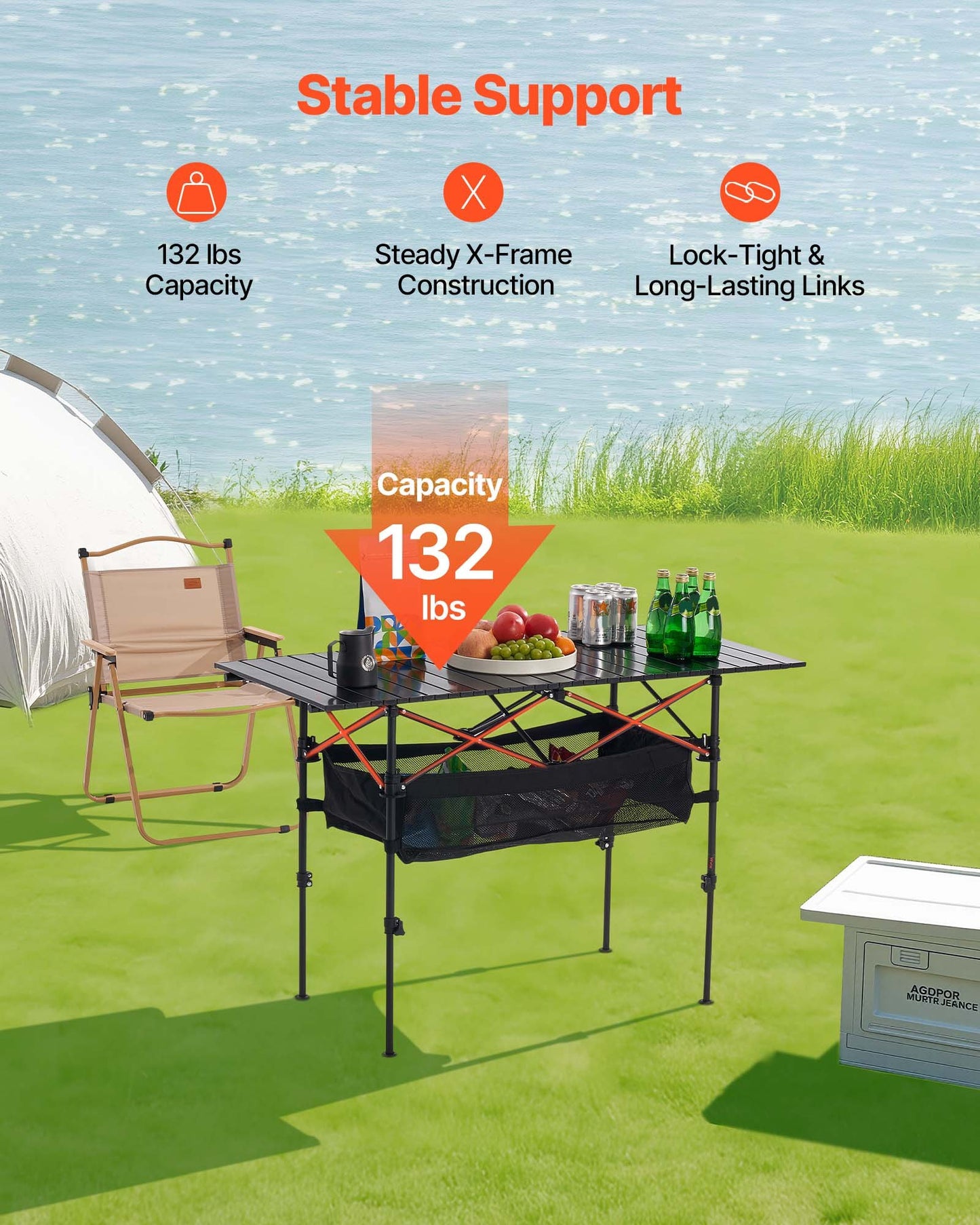 Folding Portable Camping Table Aluminum Outdoor Picnic Roll Up Table Storage Bag