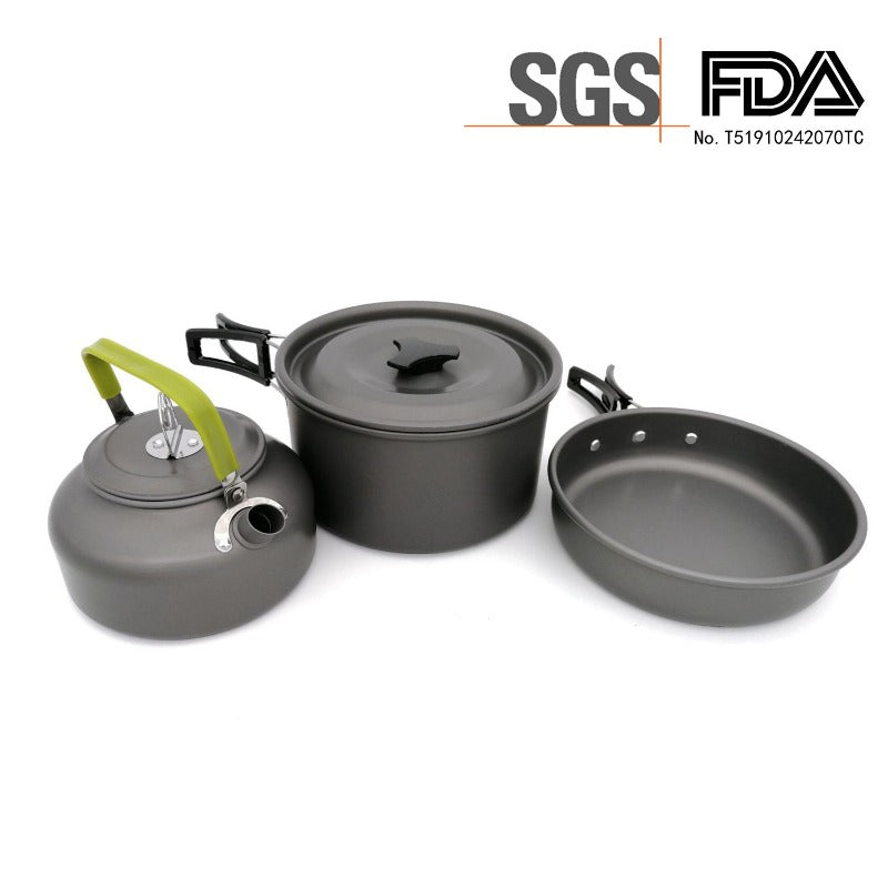 Ultra-Light Aluminium Camping Cookware Set | Pot, Pan & Kettle