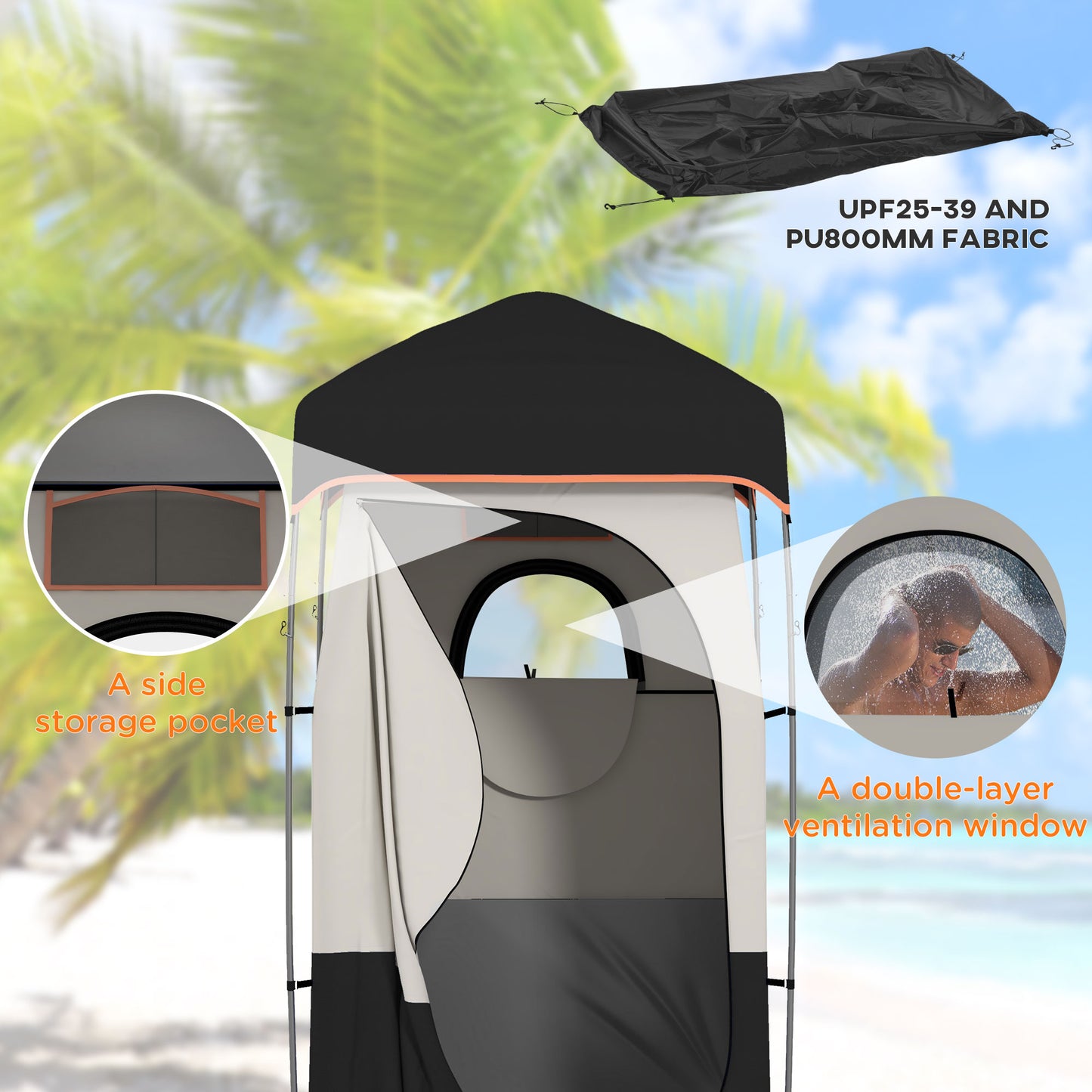 Portable Camping Shower Tent with Solar Bag – Privacy Shelter for Camping, Beach & Outdoors