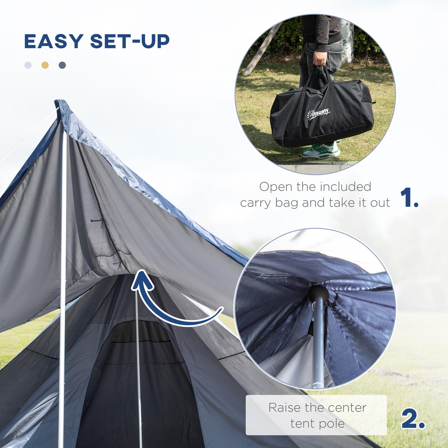 Waterproof Teepee Tent 15.4'x15.4'x8.5'