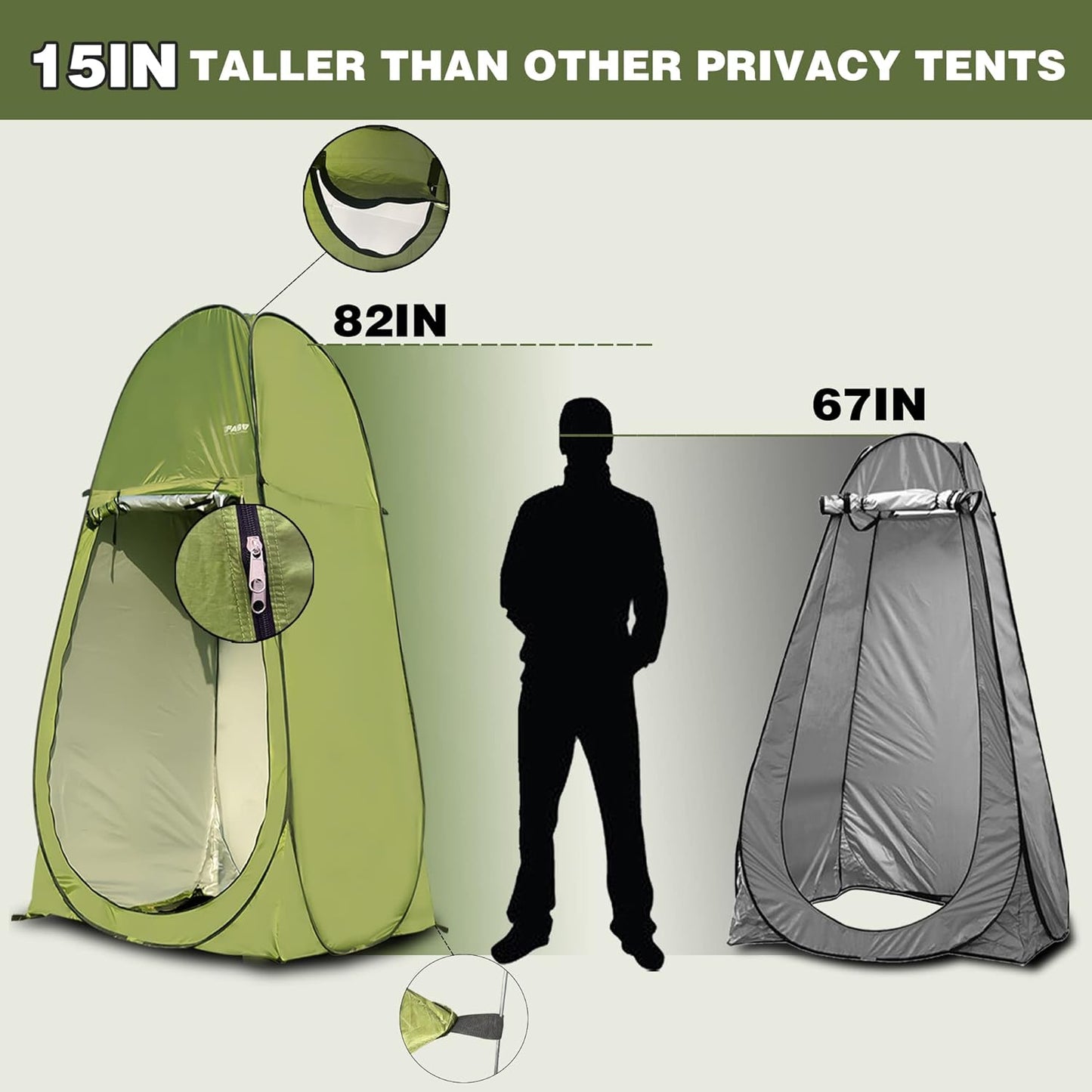 Portable Camping Shower Tent - 7FT