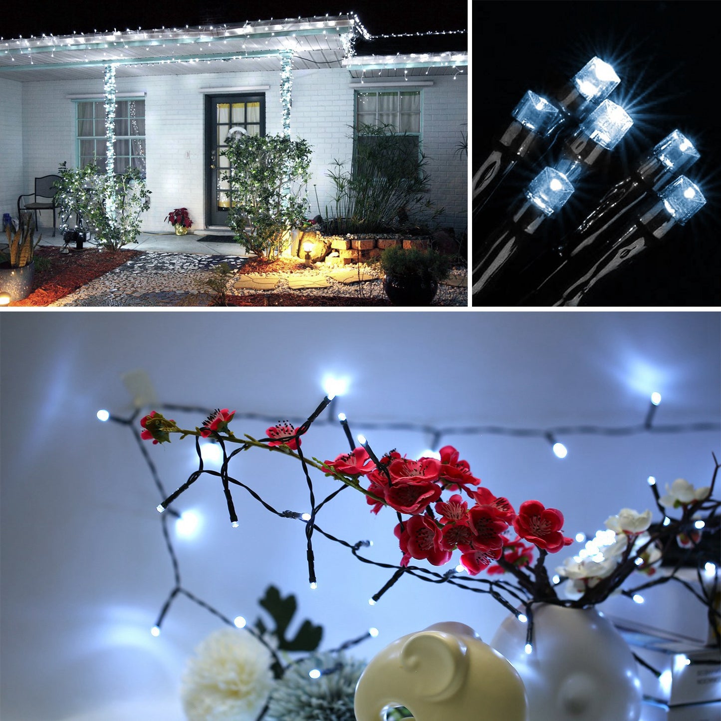 1Pc Solar String Lights LED Solar Power Fairy String Light 12M 8 Lighting Mode Cool Light Waterproof Starry String Lights Christmas Wedding Party Decor String Lights