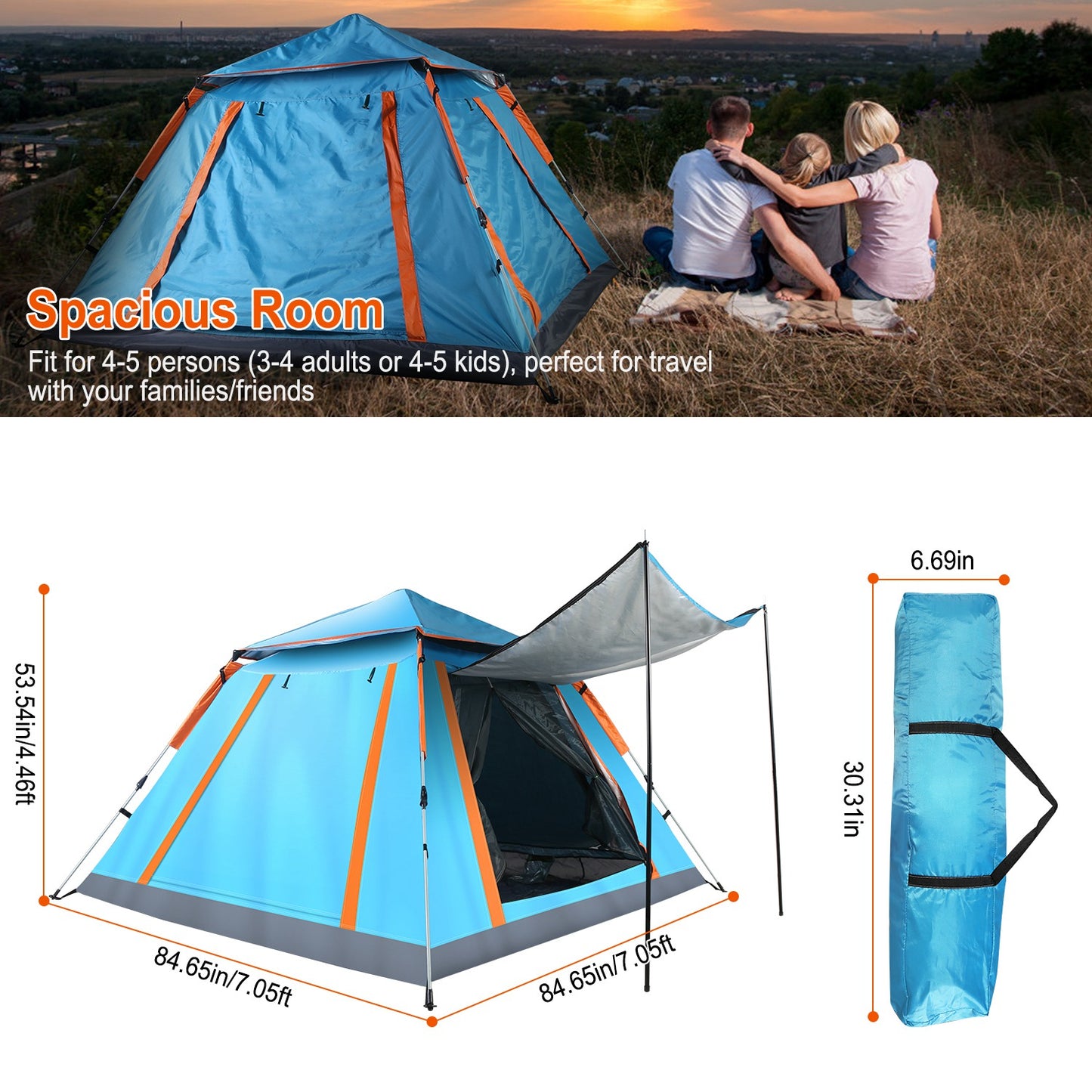 2-3 Person Camping Tent and Waterproof Carry Bag