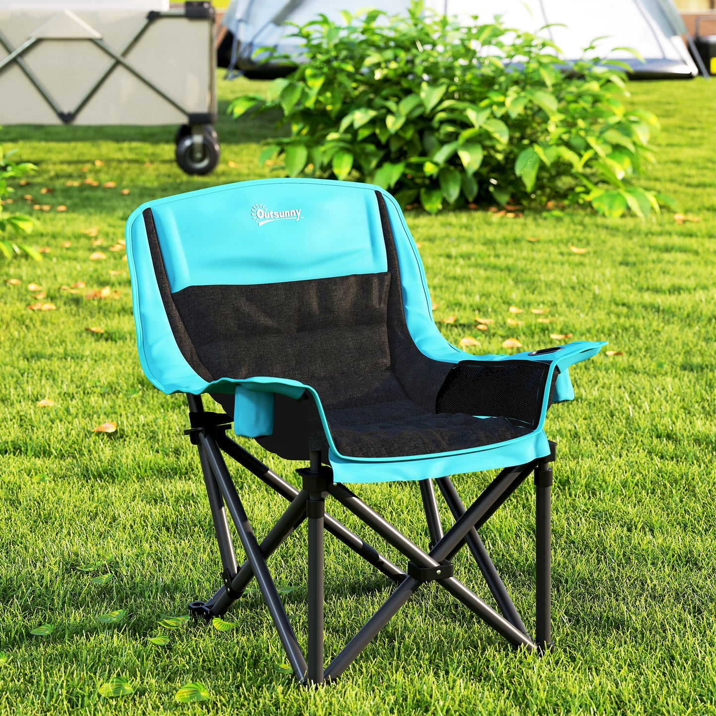 Folding Camping Chair with Side Pockets, Cup Holders and Carry Bag