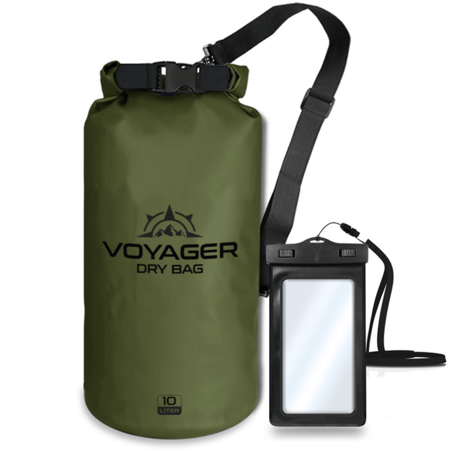 10L Waterproof Dry Bag | Roll-Top Dry Sack with Cell Phone Case & Shoulder Strap | The Ember Trail