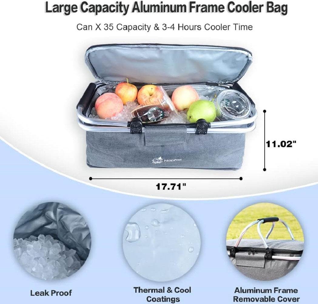 140L Collapsible Wagon with Canopy & Cooler Bag - Gray