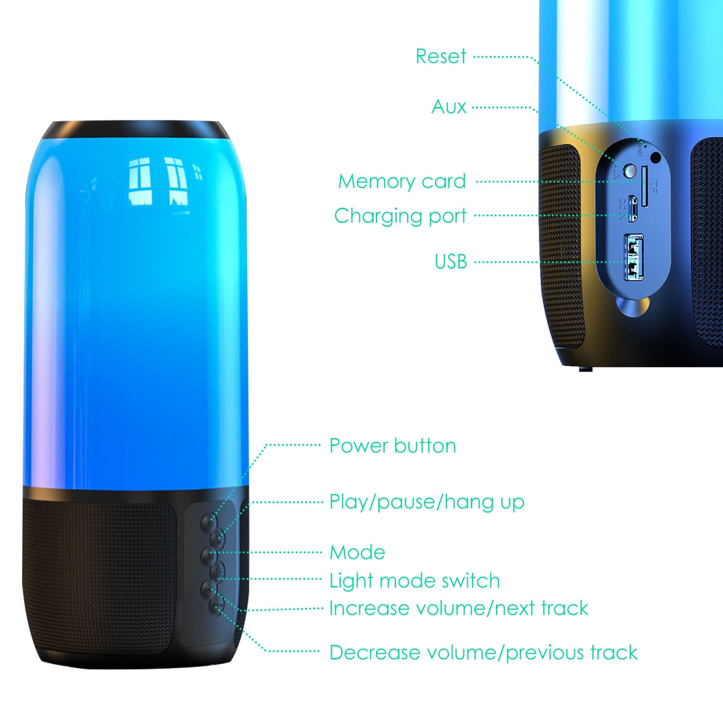 Bluetooth Portable Speaker with LED Light Show