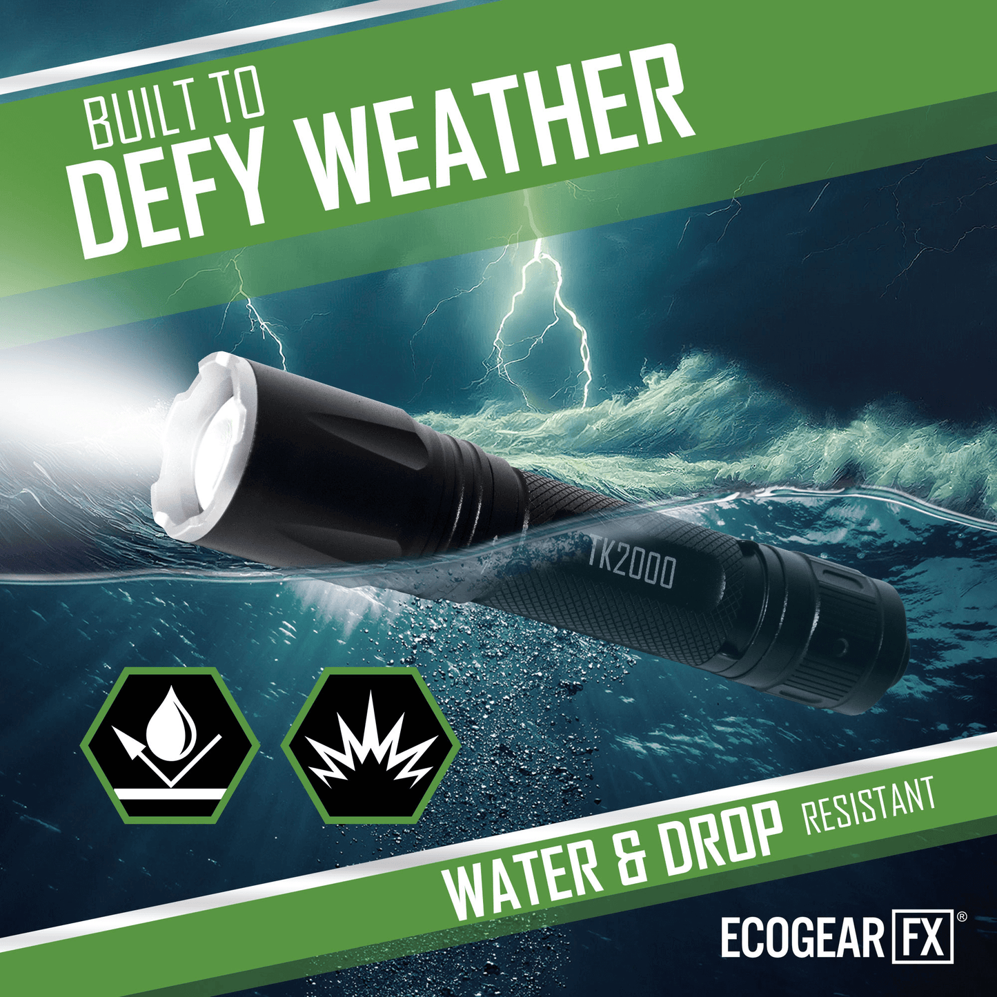 EcoGear FX TK2000 USB Rechargeable LED Tactical Flashlight-4