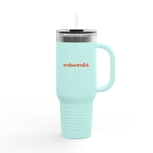 40oz Insulated Travel Mug — Embertrail Logo Tumbler with Straw & Handle (in 4 colors)
