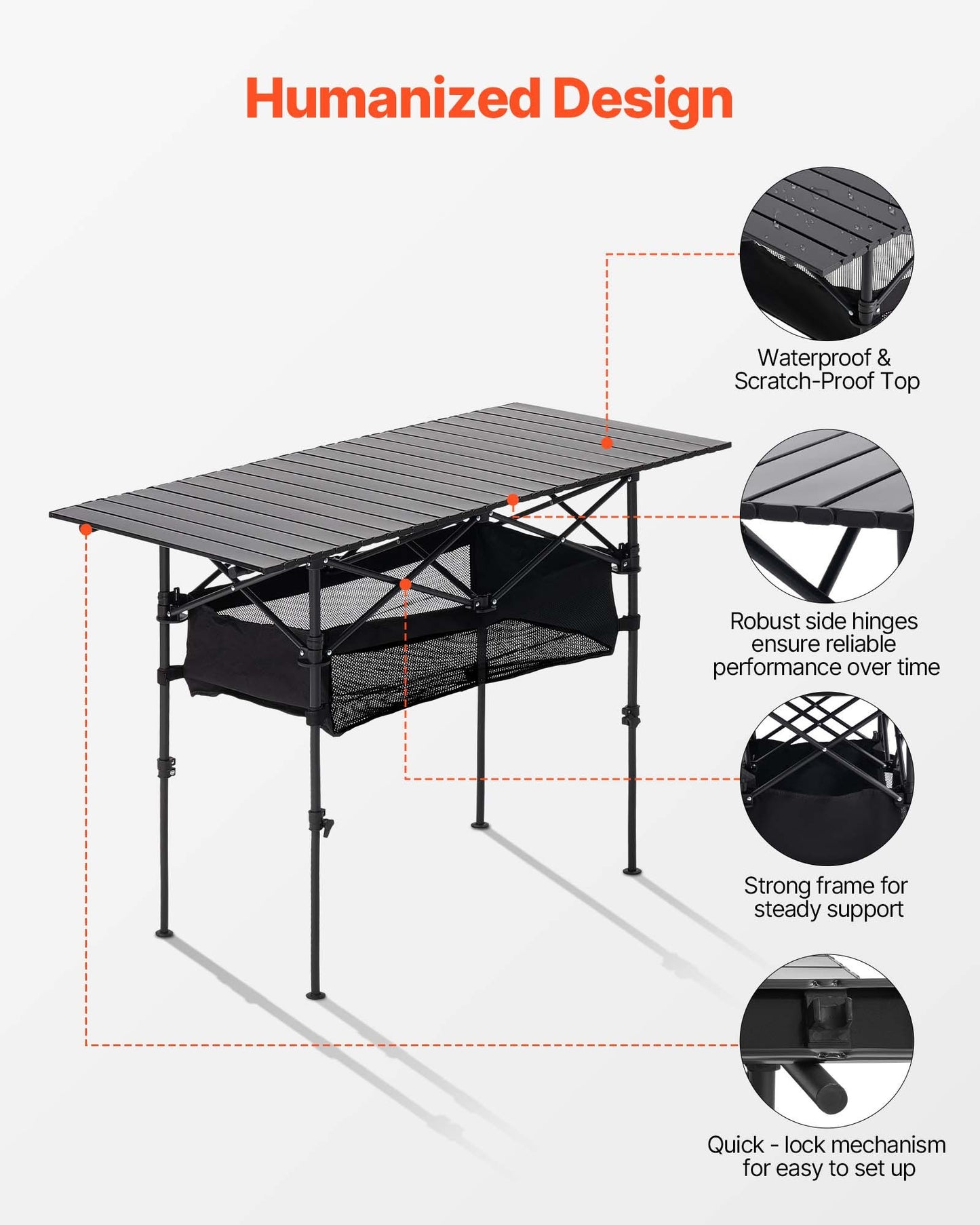 Folding Portable Camping Table Aluminum Outdoor Picnic Roll Up Table Storage Bag