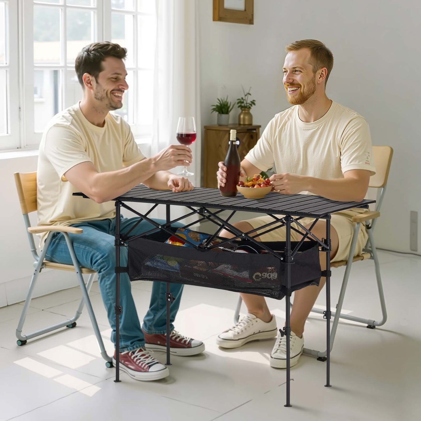 Folding Portable Camping Table Aluminum Outdoor Picnic Roll Up Table Storage Bag