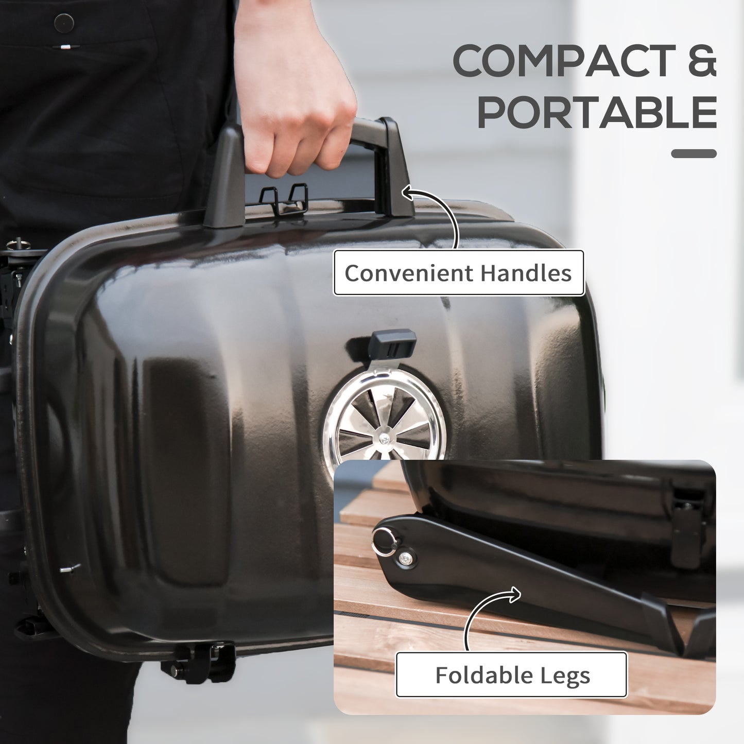 14" Portable Charcoal BBQ & Grill