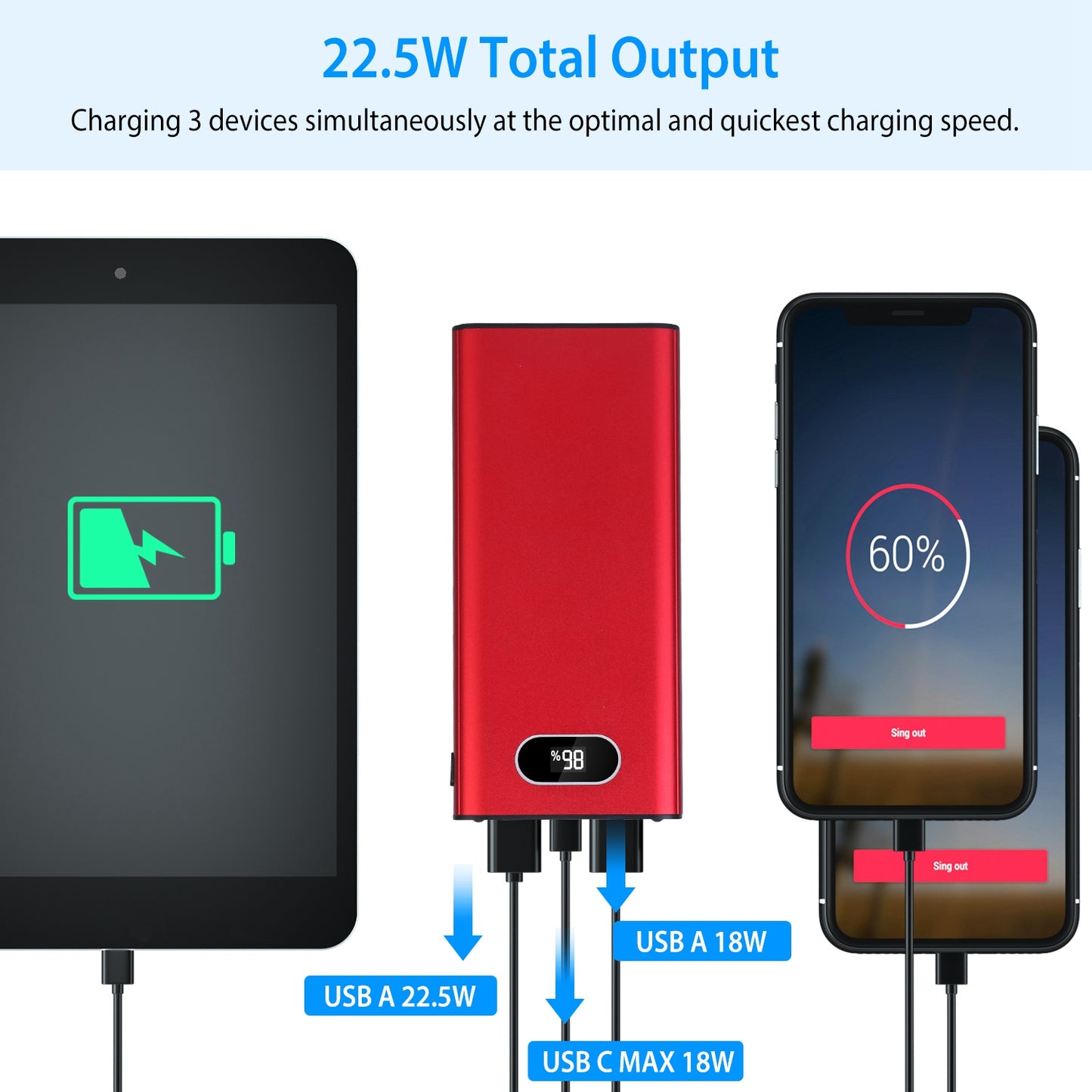 Portable Power Bank With LED Display