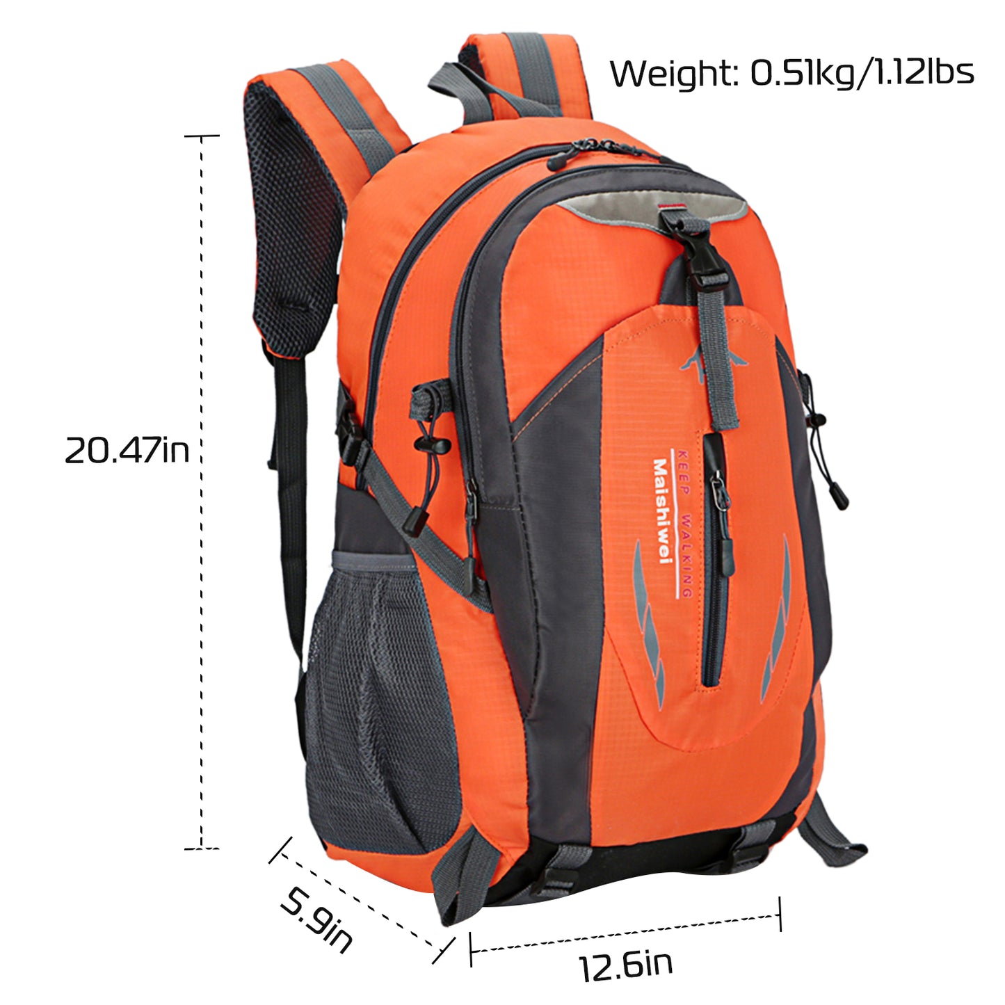 36L Waterproof Outdoor Daypack | Lightweight Hiking & Travel Backpack (Black or Orange)