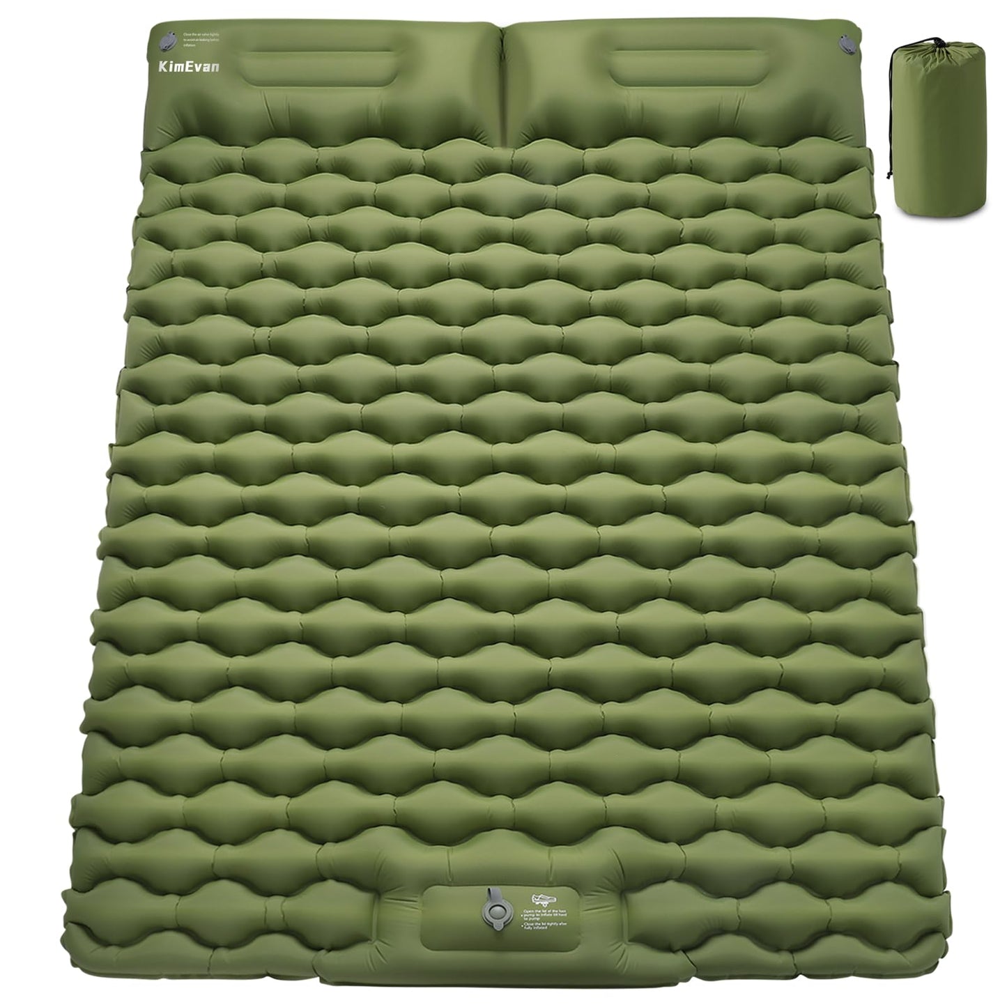 Double Inflatable Sleeping Pad | 3.15" Thick | Built-In Pump & Pillows | 2 Person