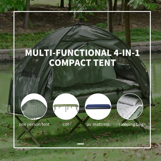 All-in-One Elevated Camping Tent with Sleeping Bag