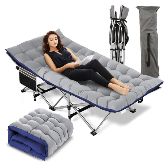 Heavy Duty Folding Camping Cot | 900lb Capacity | Removable Mattress & Headboard