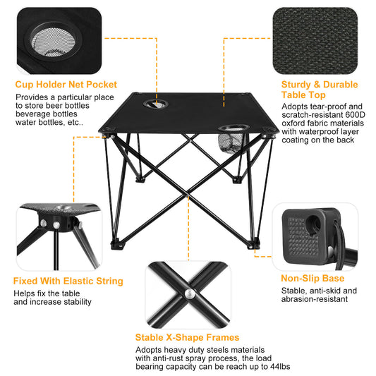 Foldable Camping and Picnic Table with Carrying Bag