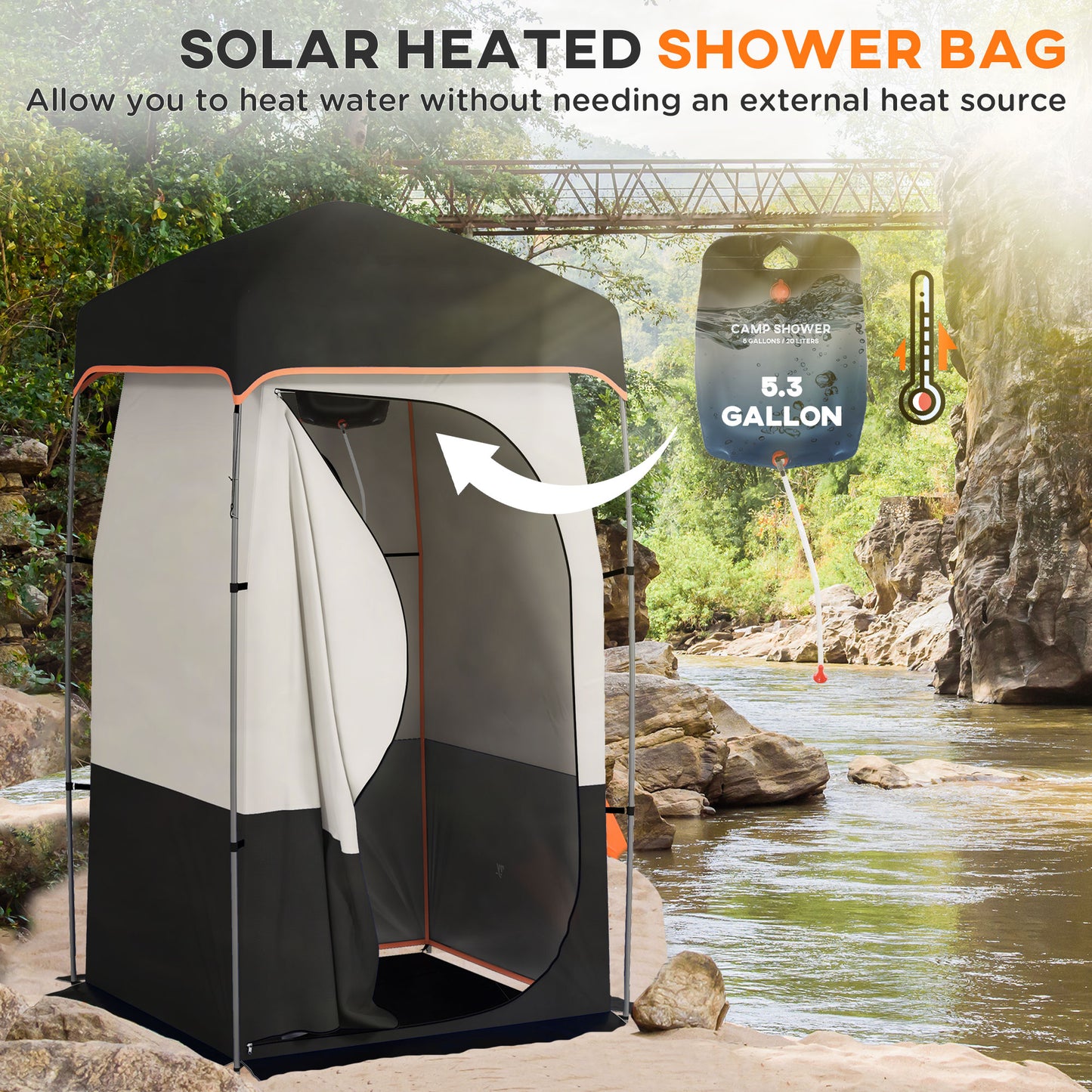 Portable Camping Shower Tent with Solar Bag – Privacy Shelter for Camping, Beach & Outdoors