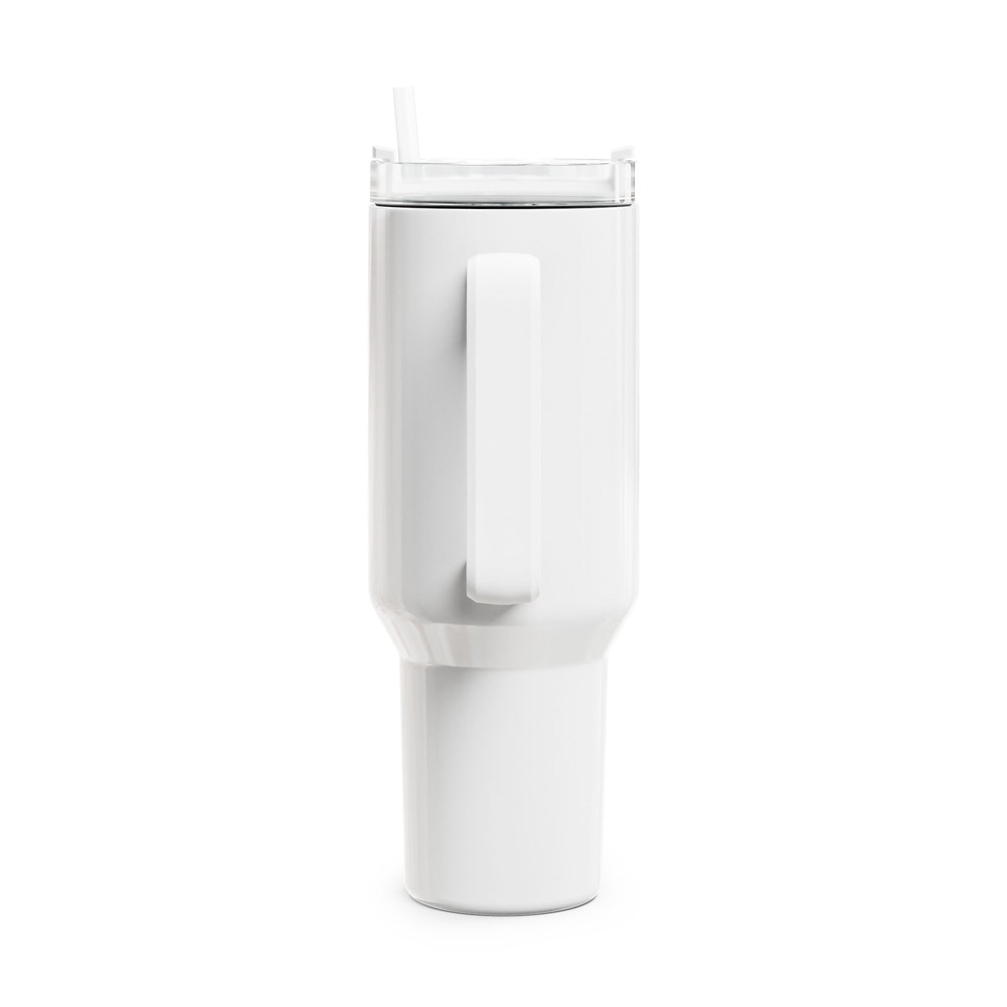Embertrail Logo 40oz White Travel Tumbler — Insulated Mug with Straw