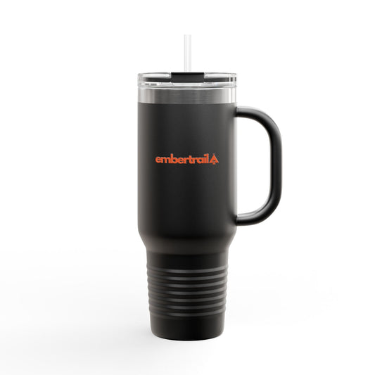 40oz Insulated Travel Mug — Embertrail Logo Tumbler with Straw & Handle (in 4 colors)