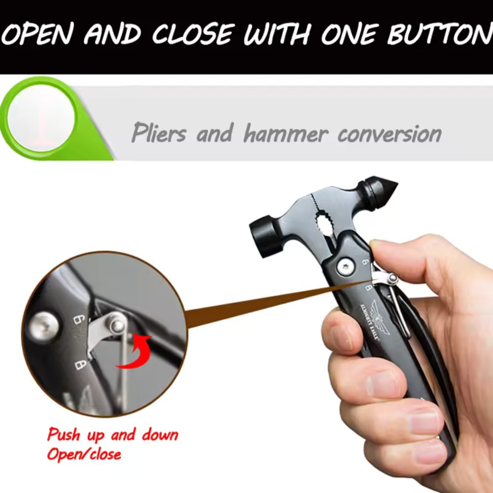 5-in-1 Multi-Tool Hammer Hatchet | Knife, Saw & Mini Claw | Camping & Survival