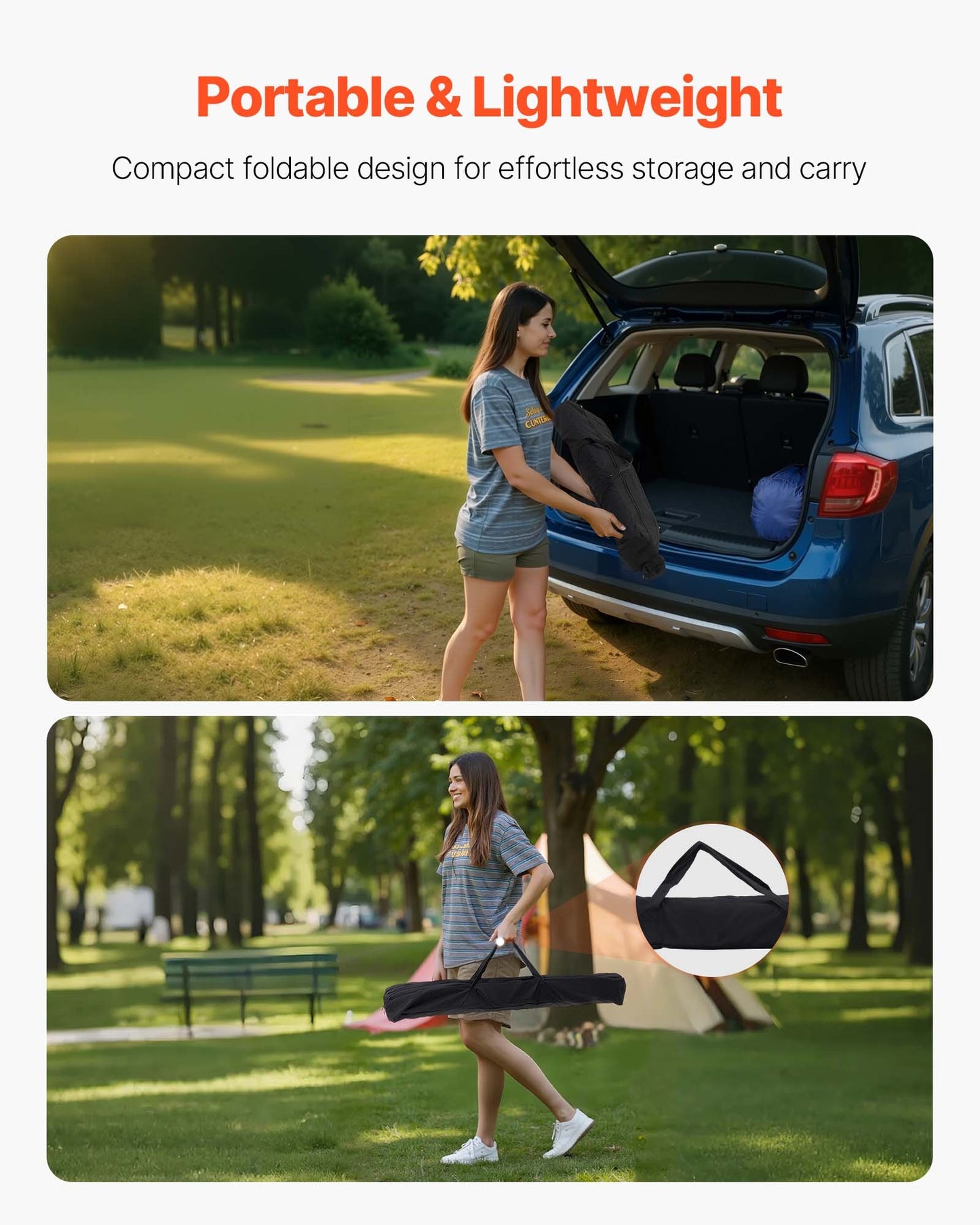 Folding Portable Camping Table Aluminum Outdoor Picnic Roll Up Table Storage Bag