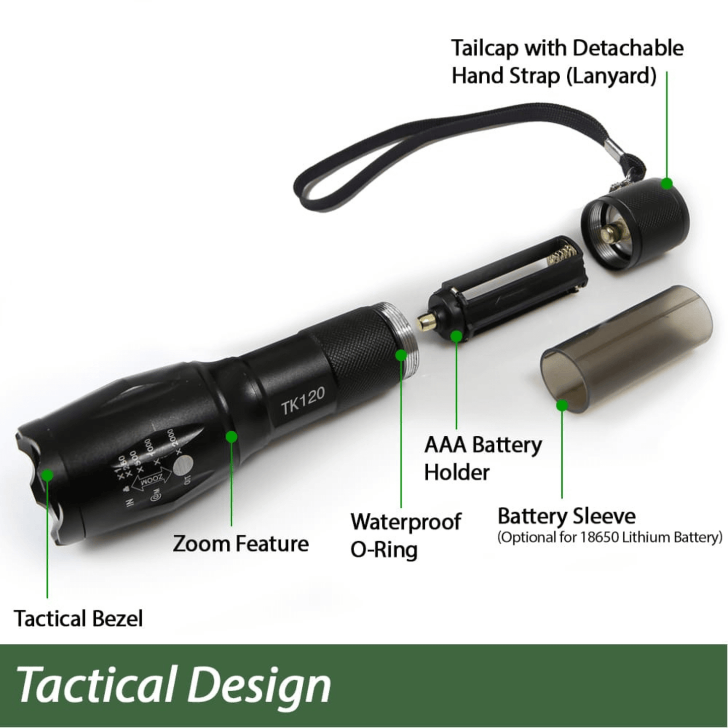 EcoGear FX TK120 LED Tactical Flashlight with Strobe-2