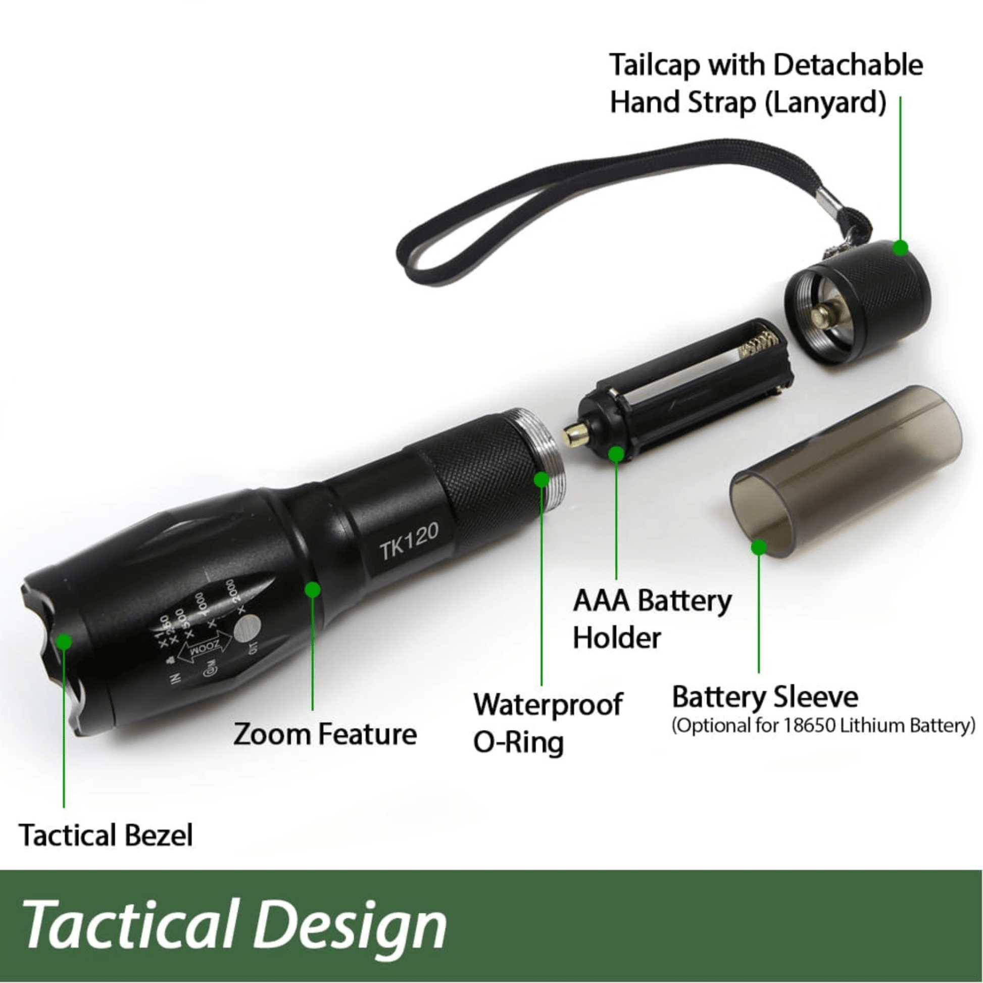 EcoGear FX TK120 LED Tactical Flashlight with Strobe-2