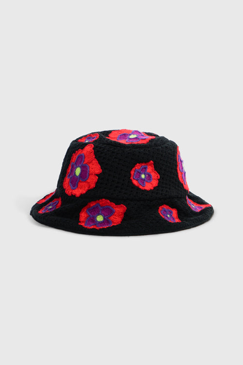 Opium Poppy Flower Crochet Bucket Hat-2