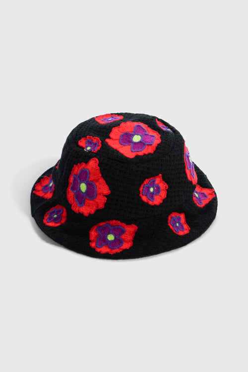 Opium Poppy Flower Crochet Bucket Hat-0