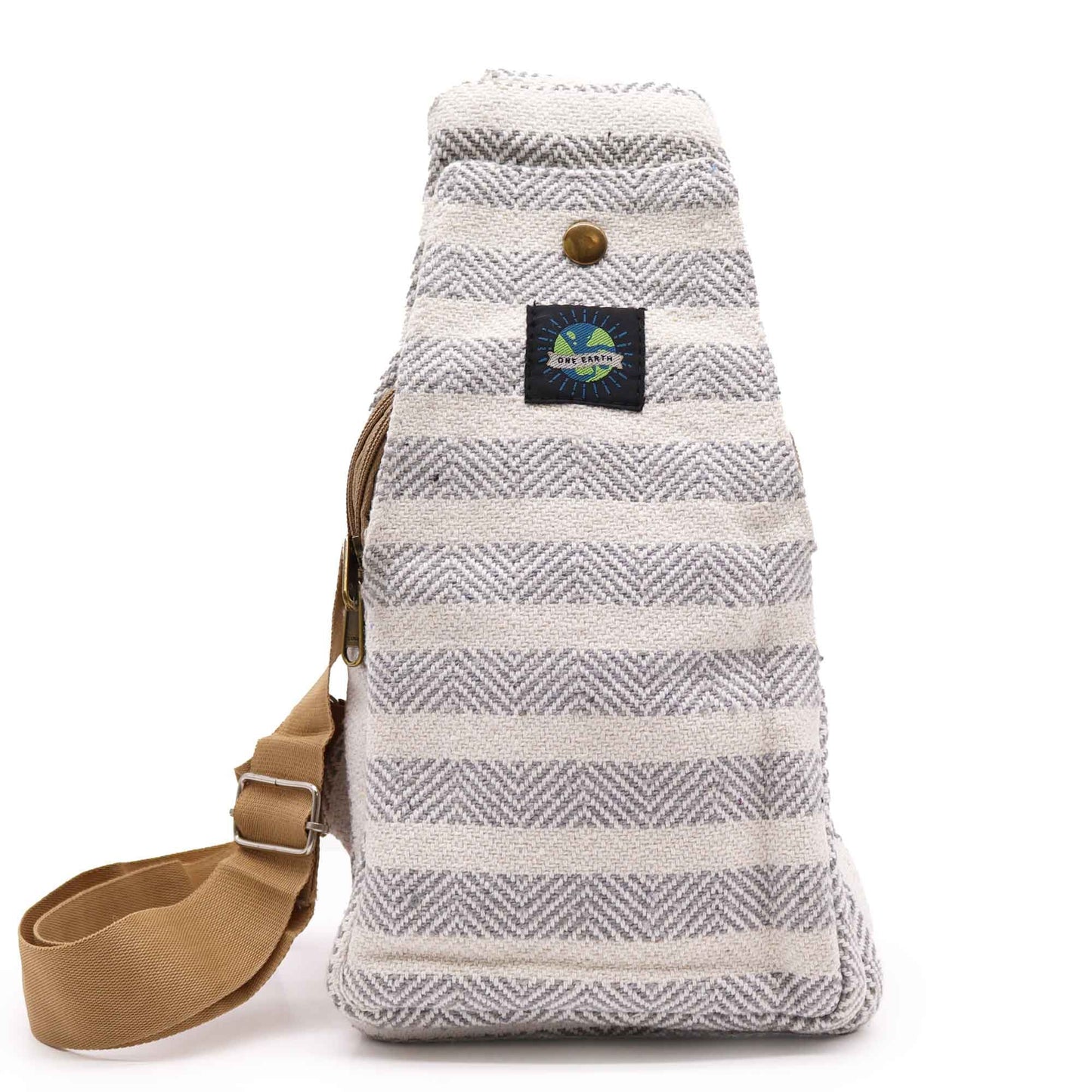 Body Cross Bag Natural Cotton - Grey  White