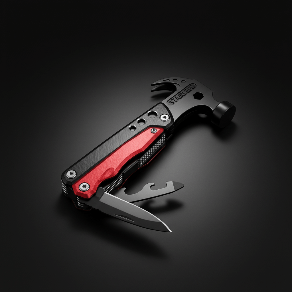 Multifunction Camping Hammer Tool | Stainless Steel Multi-Purpose Combo Hammer with Screwdriver & Pliers-2