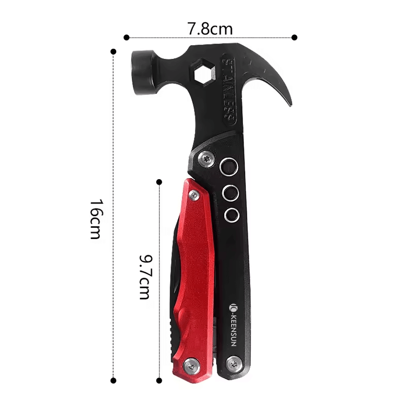 Multifunction Camping Hammer Tool | Stainless Steel Multi-Purpose Combo Hammer with Screwdriver & Pliers-4