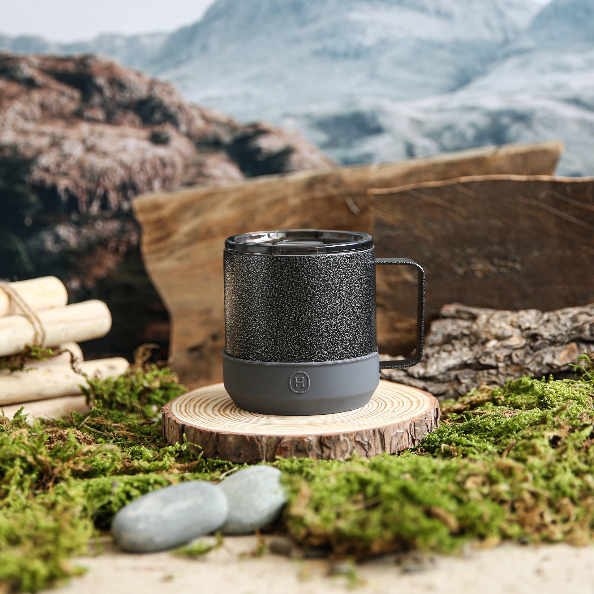 Black Camp Mug - Metallic Grey 10 OZ-1
