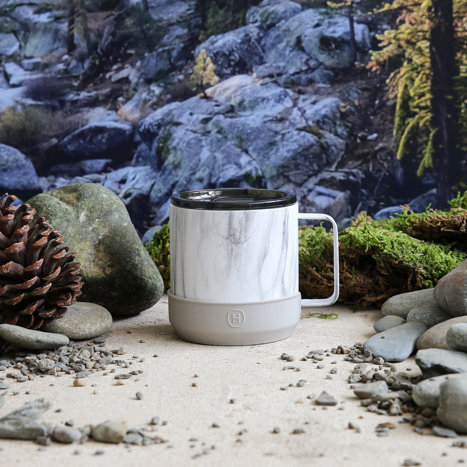 White Marble Camp Mug - Eucalyptus 10 OZ-2
