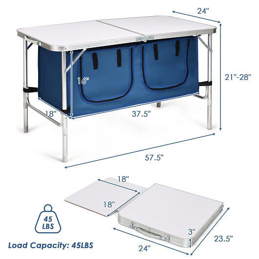 Height Adjustable Folding Camping  Table-Gray-5