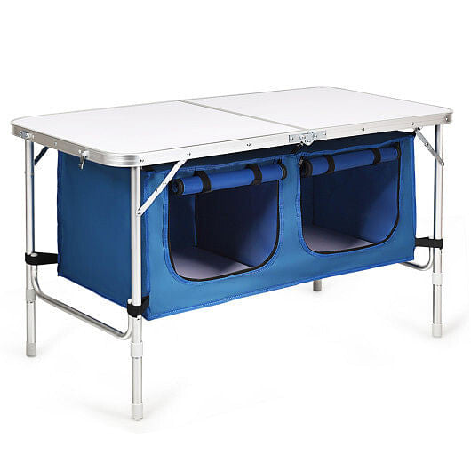 Height Adjustable Folding Camping  Table-Gray-0